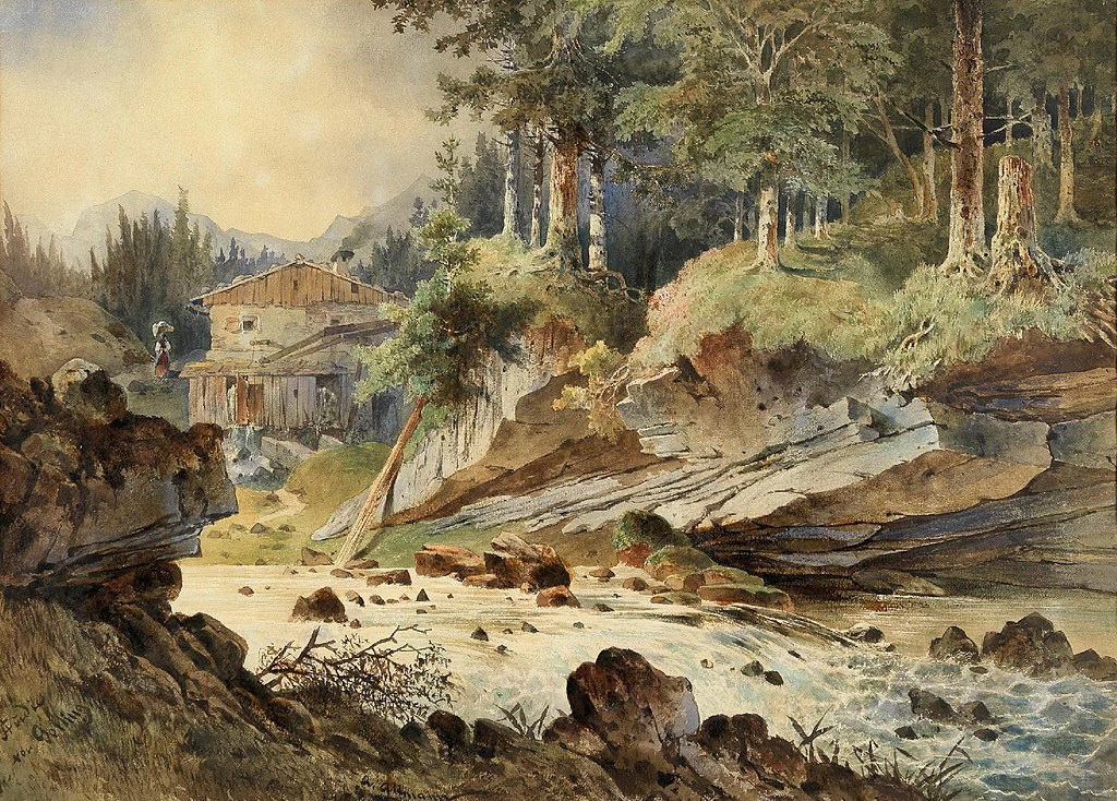 Paesaggio di montagna con torrente - Altamann Anton